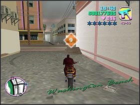 Po poprzednim skoku zeskocz z budynku na ziemię i kontynuuj trasę pomiędzy budynkami - Numer 7-12 Unique Stunt Jumps - Grand Theft Auto: Vice City - poradnik do gry