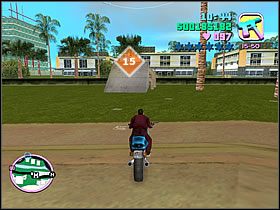 Jadąc w stronę klubu Malibu, zobaczysz z lewej strony podobną jak poprzednim razem budowlę - Numer 13-18 Unique Stunt Jumps - Grand Theft Auto: Vice City - poradnik do gry
