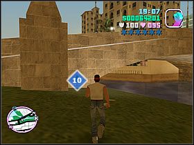 Przy mostku nad potokiem wskazanym na mapie znajdziesz tą paczkę - Numer 6-10 Hidden Packages - Grand Theft Auto: Vice City - poradnik do gry