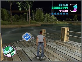 Przy doku z pontonem (jedyne takie miejsce w tej okolicy) znajdziesz kolejną paczkę - Numer 16-20 Hidden Packages - Grand Theft Auto: Vice City - poradnik do gry