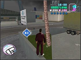 Tym razem zajrzyj za charakterystyczny, biały znak - reklamę firmy transportowej - Numer 81-85 Hidden Packages - Grand Theft Auto: Vice City - poradnik do gry