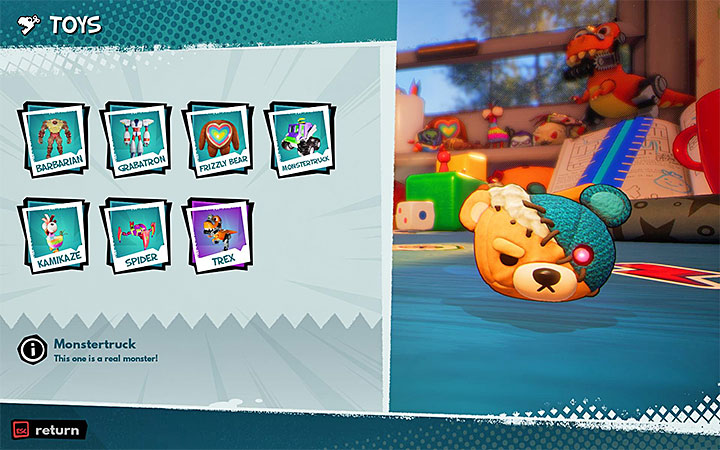 2) Zmiana wyglądu zabawek - Toys - Dotyczy to zabawek odnajdywanych i wykorzystywanych w trakcie właściwej gry - Jak zmienić wygląd bohatera w MisBits? - MisBits - poradnik do gry