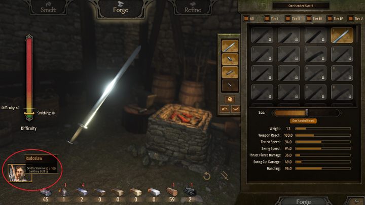 Poziom staminy ujrzysz po najechaniu kursorem na portret swojej postaci. - M&B 2 Bannerlord: Kowalstwo - crafting, zdobywanie materiałów - Mount and Blade 2 Bannerlord - poradnik do gry