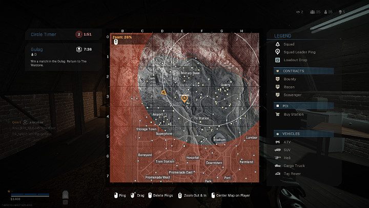 Otwierając mapę możesz także zauważyć, że interface także jest taki sam - Warzone: Tryb solo (Solos) - jak wygrać, najlepsze wyposażenie - Call of Duty Warzone - poradnik do gry
