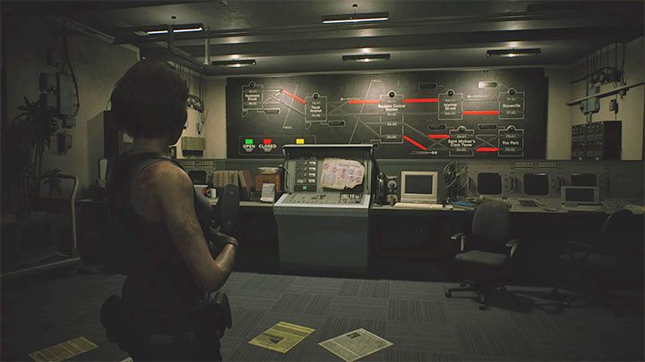 Zagadkę zalicza się w pomieszczeniu kontrolnym pokazanym na powyższym obrazku - Resident Evil 3: Zagadka z przywróceniem metra do sieci - Resident Evil 3 - poradnik do gry