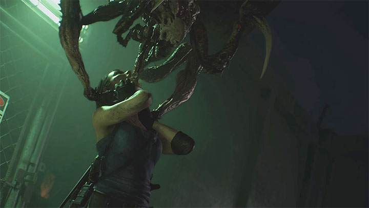 Tuż po otwarciu bramki Jill zaatakuje z zaskoczenia pierwszy pająk i nie można niestety temu zapobiec - Resident Evil 3: Zagadka z przywróceniem prądu w podstacji - Resident Evil 3 - poradnik do gry