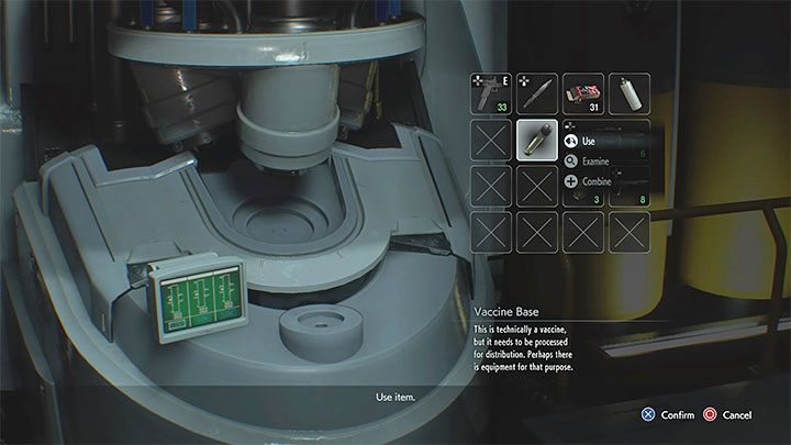 Dopiero teraz wejdź w interakcję z maszyną i użyj na niej Vaccine Base - Resident Evil 3: Zagadka ze szczepionką w Gnieździe 2 - Resident Evil 3 - poradnik do gry