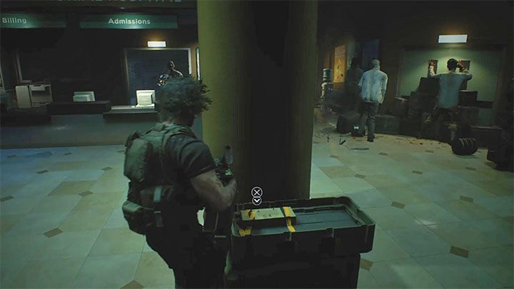 Walcz do momentu pokazania cut-scenki ukazującej przebicie się hordy do lobby - Resident Evil 3: Szpital, Carlos solucja, opis przejścia - Resident Evil 3 - poradnik do gry