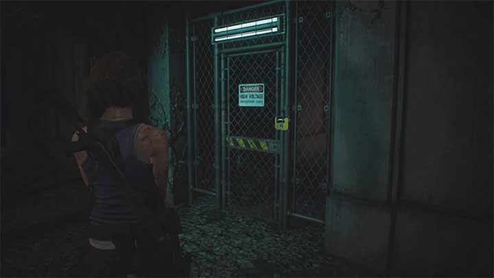 Z wytrychem trzeba dotrzeć do pokazanej na obrazku bramki, która prowadzi do obszaru z czterema wyłącznikami (breakers) - Resident Evil 3: Podstacja solucja, opis przejścia - Resident Evil 3 - poradnik do gry