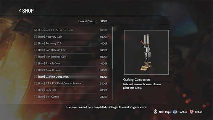 Po tym jak ukończysz grę po raz pierwszy możesz kupować ułatwienia / cheaty we wbudowanym sklepie - Resident Evil 3: Crafting - Resident Evil 3 - poradnik do gry
