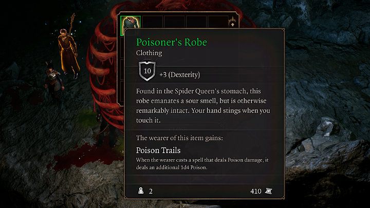 W brzuchu pokonanego stwora odnajdziecie rzadki zielony przedmiot, szatę Poisoners Robe - Baldurs Gate 3: Jak pokonać Matkę Rodu Pająków Fazowych w BG3? - Baldurs Gate 3 - poradnik do gry