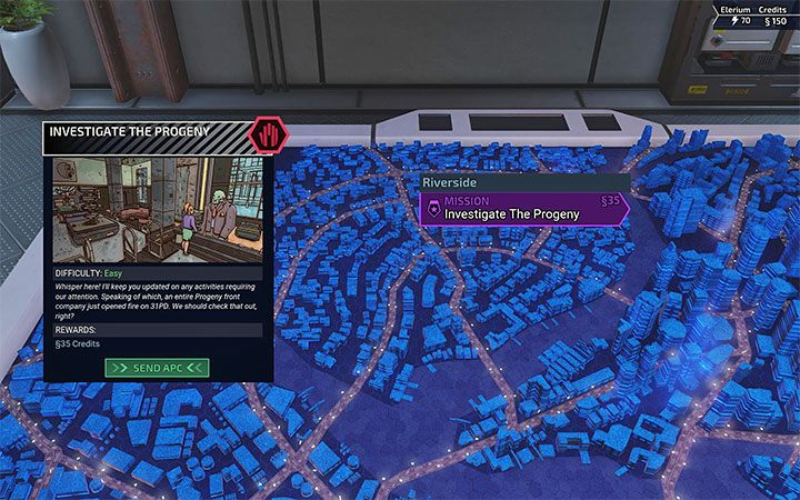Wszystkie misje fabularne związane z wybraną wcześniej frakcją oznaczane są na mapie kolorem fioletowym - XCOM Chimera Squad: Wrogie frakcje - śledztwo, neutralizacja - XCOM Chimera Squad - poradnik do gry