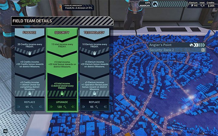 3) Drużyny Field Teams - Dla przypomnienia do każdej z 9 dzielnic miasta możesz przyporządkować jedną drużynę - XCOM Chimera Squad: Surowce - jakie zastosowania? - XCOM Chimera Squad - poradnik do gry