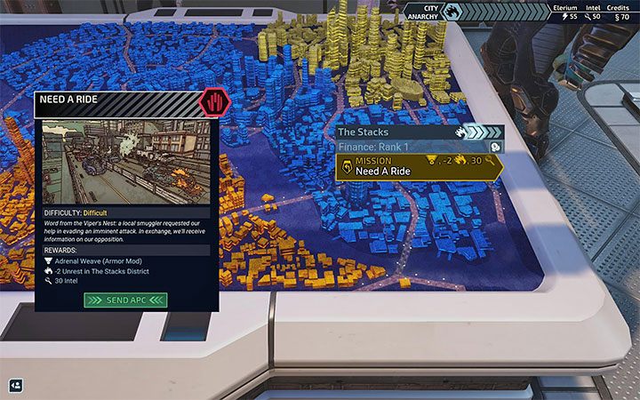 Nowe misje wybiera się z ekranu mapy miasta - XCOM Chimera Squad: Centrum dowodzenia - Miasto 31 - XCOM Chimera Squad - poradnik do gry
