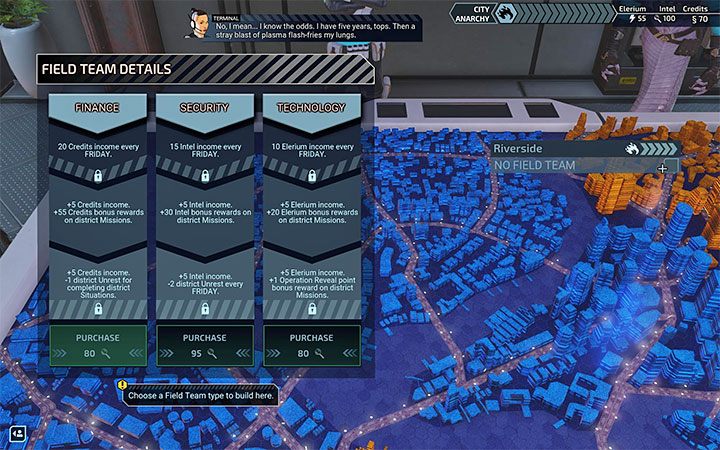 Za drużyny polowe płaci się danymi wywiadowczymi i podobnie wygląda to w przypadku ich ulepszania do wyższych rang (więcej o tym w kolejnym podpunkcie) - XCOM Chimera Squad: Drużyny polowe, Field Teams - XCOM Chimera Squad - poradnik do gry