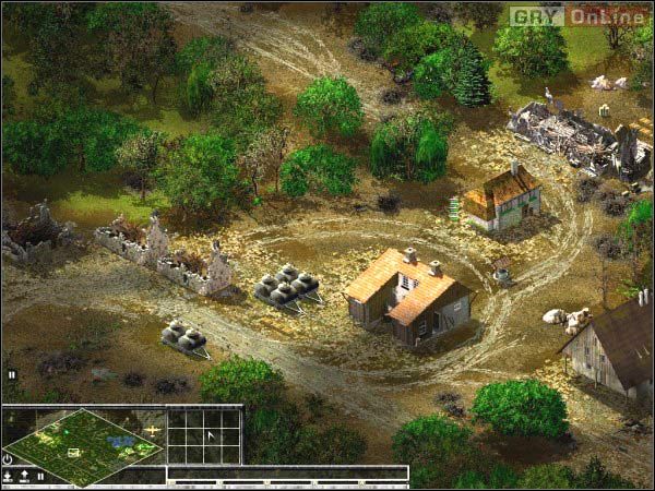 Punkt B : Pod zachodnią ścianą domu ze spadzistym dachem stacjonuje działo 45 mm - Misja 3 | Kampania niemiecka | Sudden Strike 2 - Sudden Strike 2 - poradnik do gry