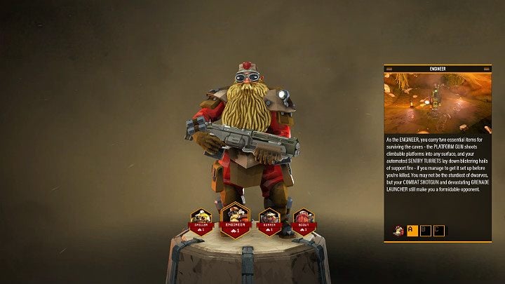 Bronią pomocniczą Engineera jest wyrzutnia rakiet Deepcore 40mml PGL, która sprawdza się doskonalone w trakcie walki z większą ilością przeciwników - Deep Rock Galactic: Engineer - omówienie postaci - Deep Rock Galactic - poradnik do gry