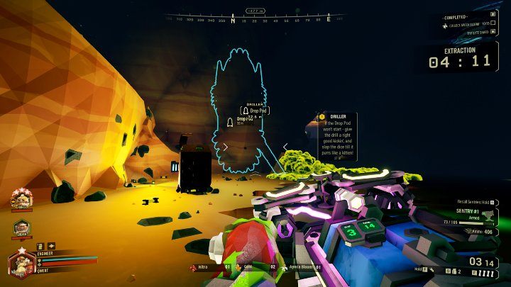 W tym momencie Gracze będą mieli dokładnie 5 minut na dotarcie do miejsca ewakuacji, wejście do kapsuły i ucieczkę - Deep Rock Galactic: Escort Duty - zakończenie misji, ewakuacja - Deep Rock Galactic - poradnik do gry