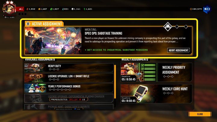 Ciąg misji, które należy wykonać, znajdziecie na tablicy zadań - Deep Rock Galactic: Industrial Sabotage - jak odblokować? - Deep Rock Galactic - poradnik do gry