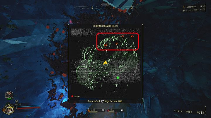 Po rozpoczęciu misji Egg Hunt postaraj się zlokalizować miejsce położenia jaj Obcych na skanerze (domyślnie tabulator na klawiaturze) - Deep Rock Galactic: Egg Hunt - główny cel misji - Deep Rock Galactic - poradnik do gry