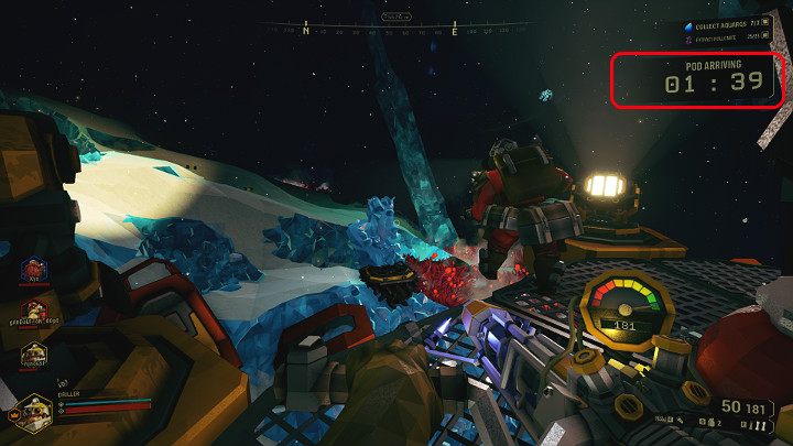 Po wystrzeleniu rakiety Gracz musi utrzymać platformę wydobywczą i odpierać ataki Obcych przez 2 minuty - Deep Rock Galactic: Point Extraction - zakończenie misji, ewakuacja - Deep Rock Galactic - poradnik do gry