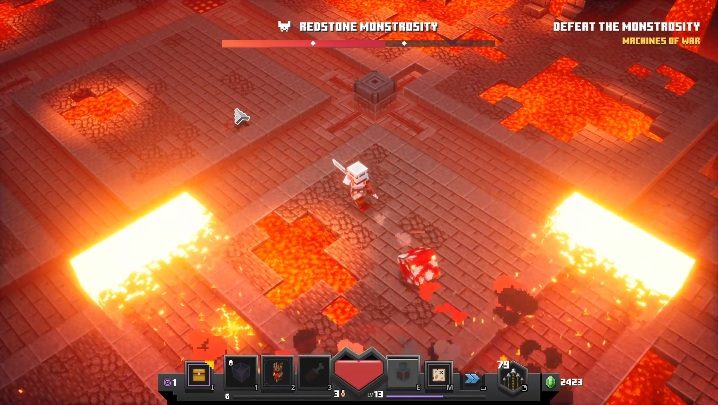 Specjalnym atakiem, którego możesz użyć, aby pozbyć się przeciwników, jest wybuch lawy - Minecraft Dungeons: Redstone Monstrosity, boss - jak pokonać? Opis walki - Minecraft Dungeons - poradnik do gry
