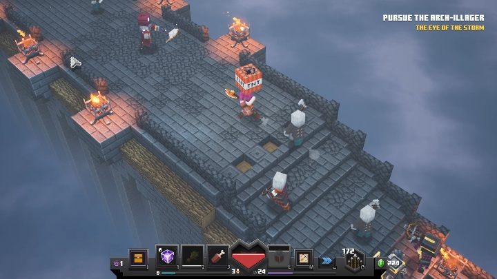Jeśli widzisz, że ilość Twojego życia chyli się ku końcowi staraj się unikać krawędzi mapy oraz wybuchających beczek - Minecraft Dungeons: Ilość żyć - Minecraft Dungeons - poradnik do gry