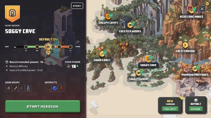 Co oczywiste - Im wyższy poziom trudności, tym większa szansa, na zdobycie lepszego ekwipunku - Minecraft Dungeons: Poziom trudności mapy - Minecraft Dungeons - poradnik do gry