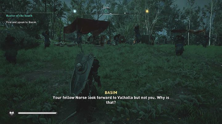 Basima w towarzystwie jarla Guthruma znajdziesz w lesie na wschód Portcestre - Assassins Creed Valhalla: Pogromca Południa/Reaver of the South - solucja - Assassins Creed Valhalla - poradnik do gry