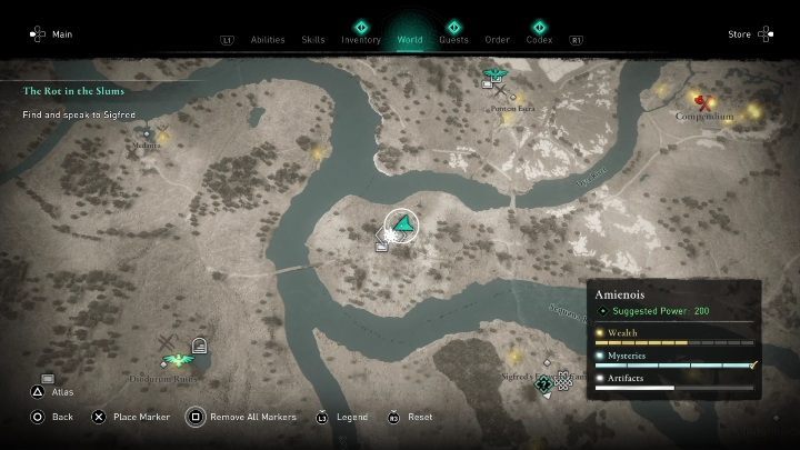 Lokacja przeklętego miejsca: w zachodniej części regionu, pod punktem synchronizacji - AC Valhalla Oblężenie Paryża: Przeklęty symbol, Amienois - sekrety, lokacje - Assassins Creed Valhalla - poradnik do gry