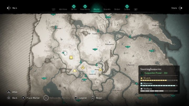 Maskę znajdziesz na południu, zaraz obok punktu synchronizacji - Assassins Creed Valhalla: Rzymski artefakt - Snotinghamscire, sekrety, lokacje - Assassins Creed Valhalla - poradnik do gry