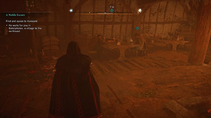 Chłopak przebywa w domu biesiadnym w towarzystwie Aelfgara, jednego z tanów Lincolnscire - Assassins Creed Valhalla: Szlachetna opieka/A Noble Escort - solucja - Assassins Creed Valhalla - poradnik do gry