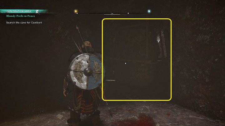 Odsuń kamień blokujący przejście w ścianie po prawej stronie i wejdź do następnej pieczary - Assassins Creed Valhalla: Krwawa droga do pokoju - solucja, opis przejścia - Assassins Creed Valhalla - poradnik do gry