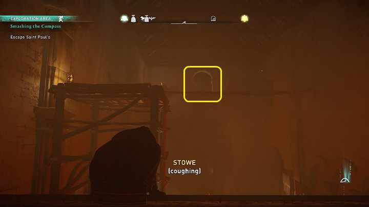 Wskocz na rusztowanie, a następnie przeskocz po belkach do pomieszczenia widocznego na powyższym obrazku - Assassins Creed Valhalla: Rozprawa ze Sternikiem - solucja, opis przejścia - Assassins Creed Valhalla - poradnik do gry