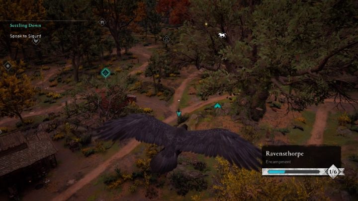 Sposobem na szybkie znajdowanie postaci jest korzystanie z kruka - Assassins Creed Valhalla: Jak znaleźć miejsca budowy i osoby w osadzie? - Assassins Creed Valhalla - poradnik do gry
