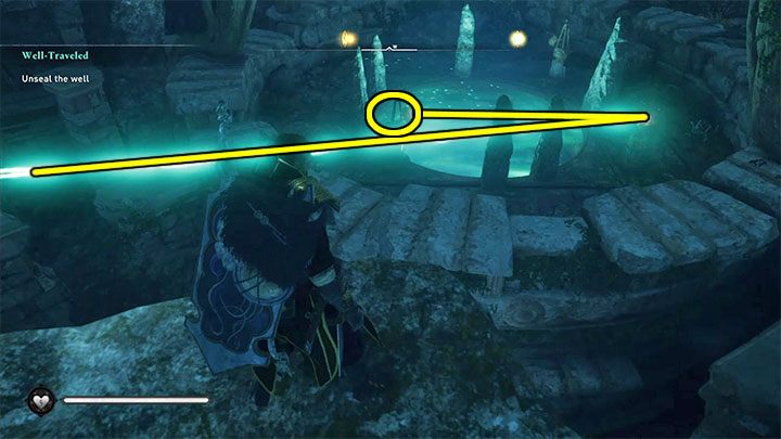 Jeśli wszystko dobrze wykonałeś, to wiązka dotrze do konstrukcji zaznaczonej na obrazku - Assassins Creed Valhalla: Jak otworzyć Studnię Urdr w Asgardzie? - Assassins Creed Valhalla - poradnik do gry