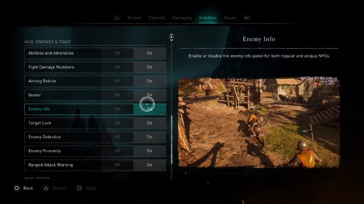 W sekcji walki i przeciwników możesz wpłynąć na informacje wyświetlające się w trakcie potyczek - Assassins Creed Valhalla: Czy można ograniczyć HUD? - Assassins Creed Valhalla - poradnik do gry