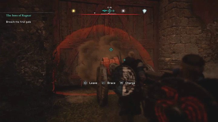 Jeśli w trakcie wyważania bramy łucznicy wroga będą ostrzeliwać Twoją pozycję użyj tarczy, by zasłonić się przed nadlatującymi pociskami - Assassins Creed Valhalla: Synowie Ragnara/The Sons of Ragnar - solucja - Assassins Creed Valhalla - poradnik do gry