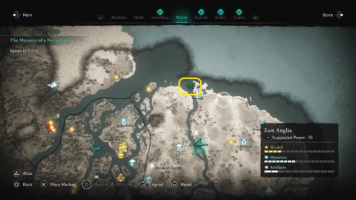 Finnra znajdziesz na małej skalnej wysepce na skraju mapy - Assassins Creed Valhalla: Na miarę wikinga/The Measure of a Norseman - solucja - Assassins Creed Valhalla - poradnik do gry