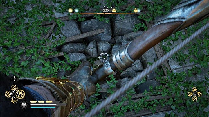 Twoim zadaniem jest użycie wybuchowej strzały na osłabionym fragmencie posadzki - pokazuje go dołączony obrazek - Assassins Creed Valhalla: Colcestre - Camulodunum Assassin Bureau - Assassins Creed Valhalla - poradnik do gry