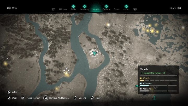 Mapę skarbu znajdziecie na niewielkiej wyspie, w zachodniej części regionu - AC Valhalla Gniew Druidów: Mapa ukrycia skarbu - Meath, sekrety, lokacje - Assassins Creed Valhalla - poradnik do gry