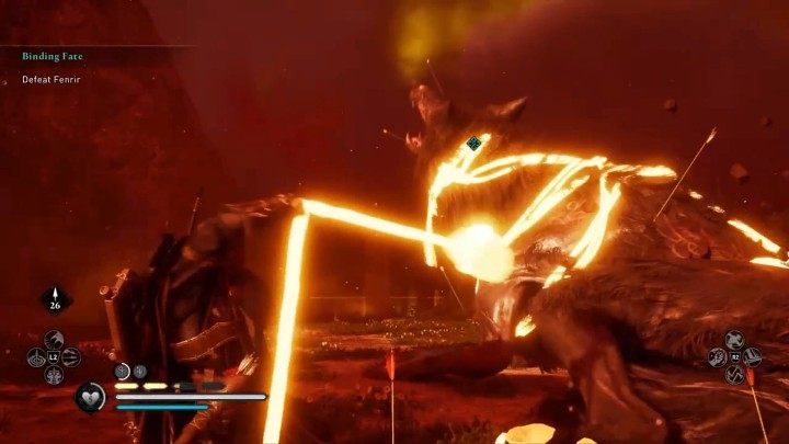 Gdy zdrowie Fenrira spadnie do minimum będziesz mógł związać go po raz ostatni i zakończyć ten pojedynek - Assassins Creed Valhalla: Okowy losu/Binding Fate - solucja, opis przejścia - Assassins Creed Valhalla - poradnik do gry