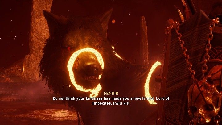 Eivorowi (Haviemu) udaje się pokonać potężnego Fenrira i związać go niezniszczalnym sznurem Gleipnirem - Assassins Creed Valhalla: Asgard - zakończenie - Assassins Creed Valhalla - poradnik do gry