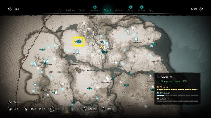 W miejscu zaznaczonym na powyższym obrazku spotkasz dwie dziewczynki: Runa i Rilda - Assassins Creed Valhalla: Zatopione nadzieje/Sunken Hope - solucja - Assassins Creed Valhalla - poradnik do gry