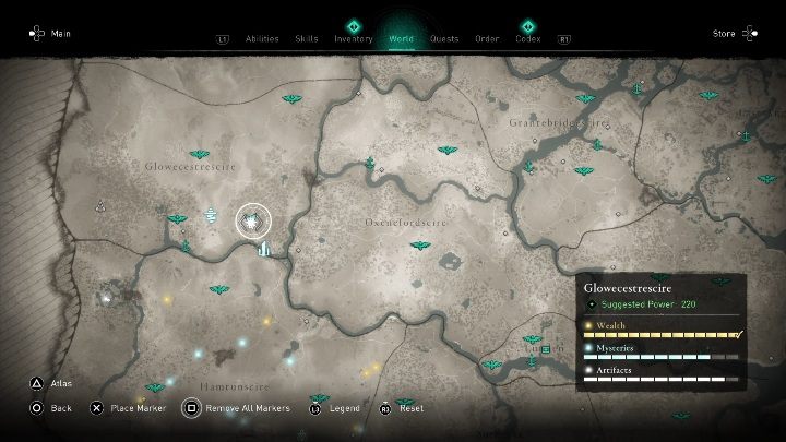 Lokacja przeklętego miejsca: na wschód od Glowecestre - Assassins Creed Valhalla: Przeklęty symbol - Glowecestrescire, sekrety, lokacje - Assassins Creed Valhalla - poradnik do gry