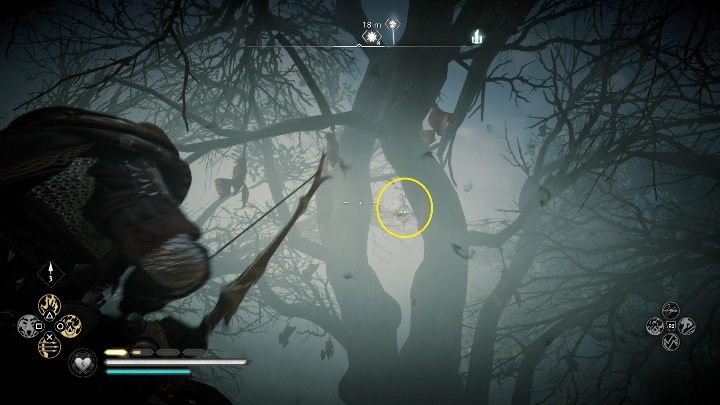 Lokalizacja totemu: aby dostać się do totemu musisz wejść na ułamane drzewo, z niego masz piękną pozycję do strzału - Assassins Creed Valhalla: Przeklęty symbol - Glowecestrescire, sekrety, lokacje - Assassins Creed Valhalla - poradnik do gry