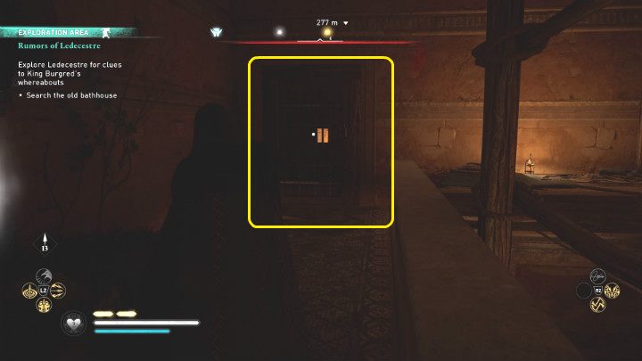Gdy zdobędziesz klucz wejdź schodami na wyższą kondygnacje i otwórz drzwi na samym końcu wąskiego balkonu - Assassins Creed Valhalla: Plotki o Ledecestre/Rumors of the Ledecestre - solucja - Assassins Creed Valhalla - poradnik do gry