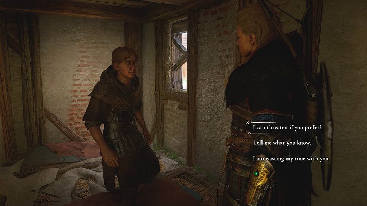 W trakcie rozmowy z tym mężczyzną warto mu zagrozić, a chętnie powie wszystko co wie - Assassins Creed Valhalla: Gambit opata/The Abbots Gambit - solucja - Assassins Creed Valhalla - poradnik do gry