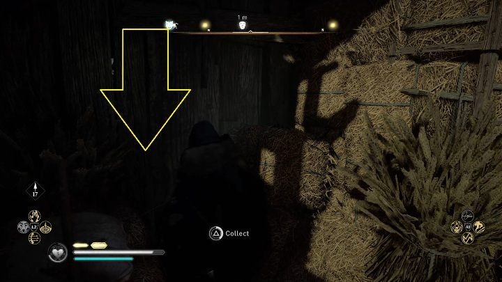 Na artefakcie leży siano, które musisz przerzucić, aby dostać się do maski - Assassins Creed Valhalla: Rzymski artefakt - Essexe, sekrety, lokacje - Assassins Creed Valhalla - poradnik do gry