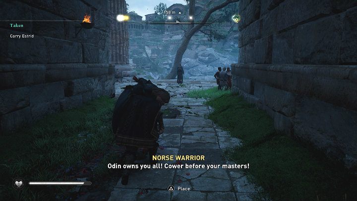 Gdy plac będzie już czysty zwiąż Estrid, zarzuć ją na plecy i udaj się w kierunku punktu docelowego - Assassins Creed Valhalla: Porwana/Taken - solucja, opis przejścia - Assassins Creed Valhalla - poradnik do gry
